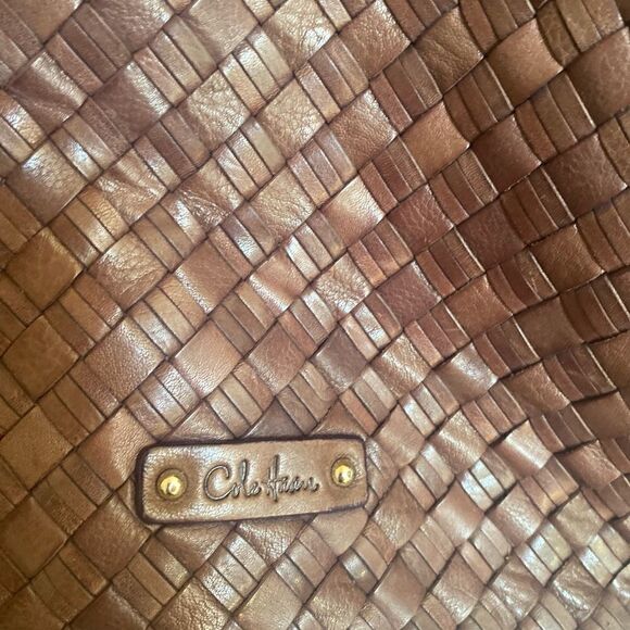 Cole Haan Woven Leather Tote Handbag Brown - Picture 5 of 9